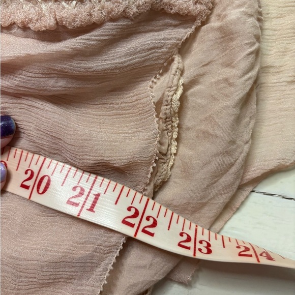 Sundance Fairy Viscose Buttons Crinkle Neck Tie Blouse Top Blush Pink Size XS - Picture 6 of 7
